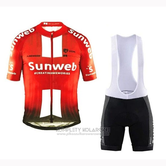 2019 Odziez Rowerowa Sunweb Pomaranczowy Bialy Krotkie Rekawy i Rowerowe Szelkach